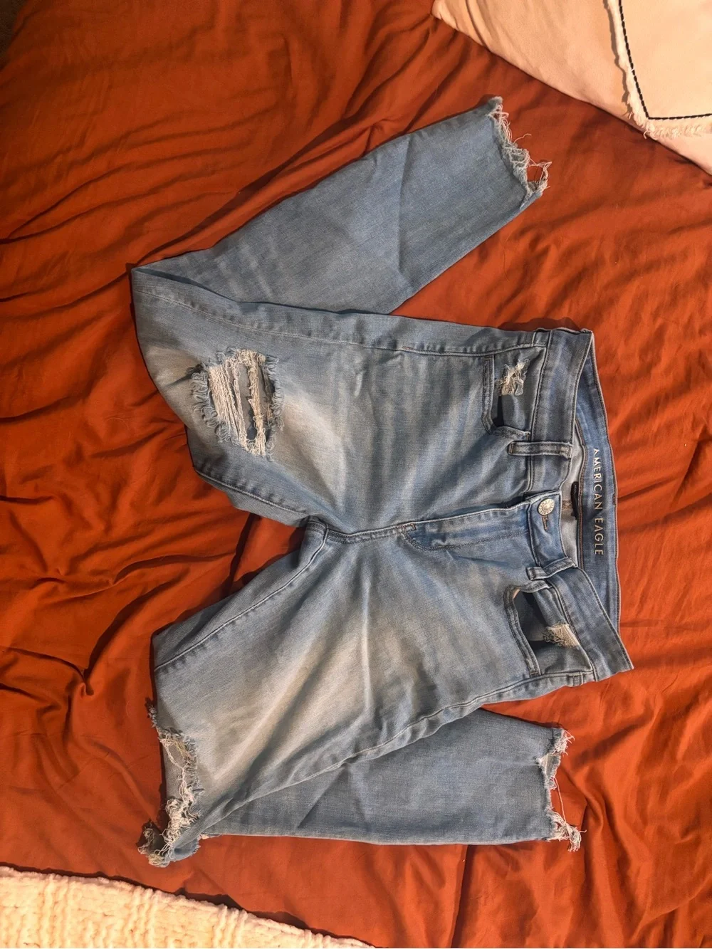American Eagle Outfitters Light Wash Distressed Skinny Jeans